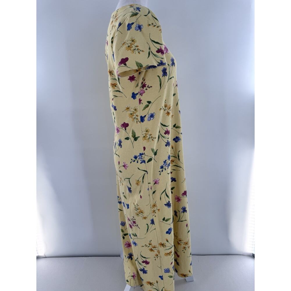Vtg Coldwater Creek Midi Dress Yellow Floral Cottagecore 90s Feminine Easter - Picture 3 of 12